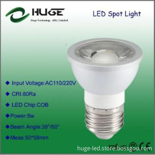 led spot light manufacturer 6w COB Rendering Index 80Ra